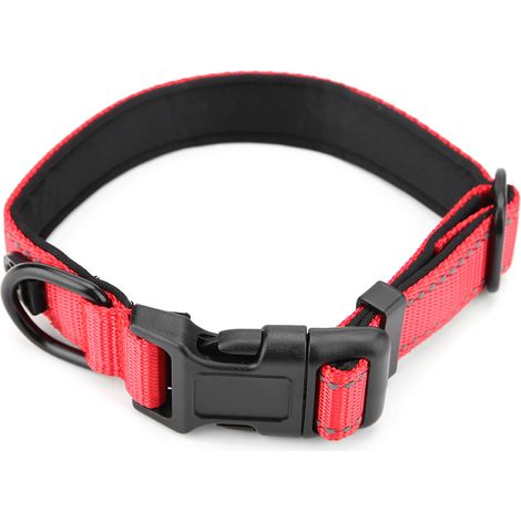 Reflektierendes Nylon-Hundehalsband, verstellbar und sicher für kleine, mittlere und große Hunde (rot, Größe L) (1/5)