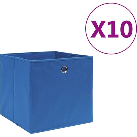 Storage Boxes 10 pcs Non-woven Fabric 28x28x28 cm Blue vidaXL
