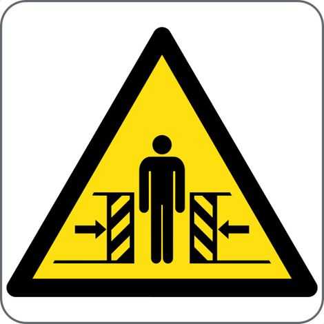 Panneau de signalisation danger risque d’écrasement ISO 7010 W019 - Taille: 60x60mm - Materiel: PVC adhesive