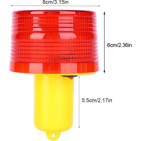 Lampe alarme solaire LED rouge étanche sécurité routière (1/5)
