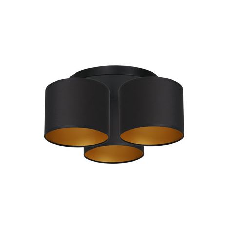 Plafoniera nera 3 paralumi oro Arden E27 15W Luminex