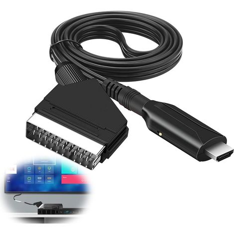 Câble péritel vers HDMI : convertisseur péritel tout en un vers HDMI, adaptateur péritel vers HDMI avec câble HDMI et câble péritel Full HD 1080P/720P