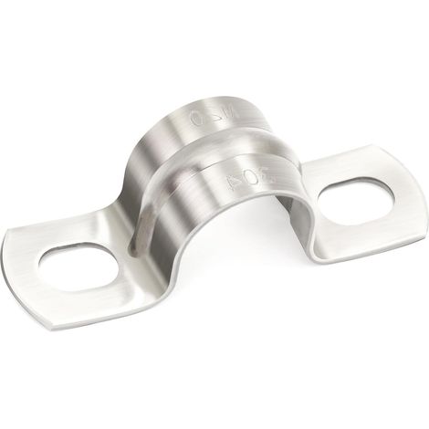 Ø 16 mm Colliers de Serrage, 10 Pièces Clips Cable Acier, Colliers de Serrage à 2 trous, Pontet Inox Pour la fixation de tuyaux et de câbles (1/5)