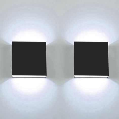 Applique Murale LED 7W Moderne Intérieur Lumière Blanche Froide 6000K Carrée Noir pour Chambre Salon Colonnade Jardin