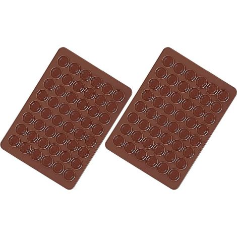 Lot de 2 Tapis de Cuisson Macarons en Silicone 48 Cavités Antiadhésives Tapis de Cuisson Macarons en Silicone 38 x 28 cm (1/5)