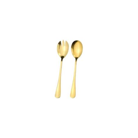 Lot de 2 couverts à salade en acier inoxydable pour restaurant, hôtel, fête, buffet (doré) (1/5)