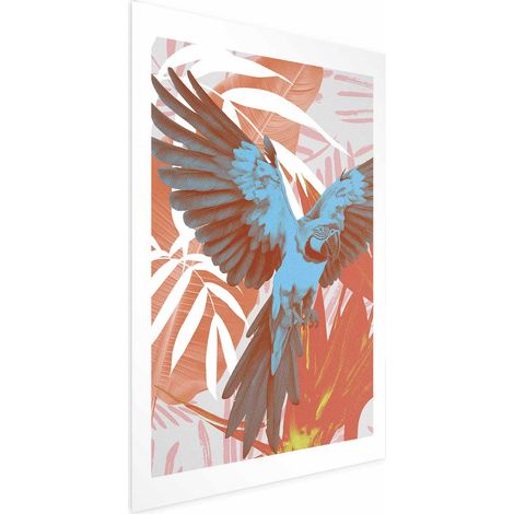 Poster – Exotische Flügel – Papagei zwischen abstrakten Blattmustern (1/4)