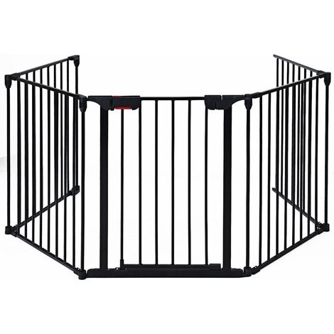 5 Panel Fireplace Fence Baby Pet Safety Gate Playpen Adjustable Room Divider (1/5)