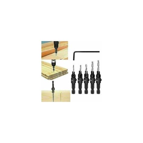 Lot de 5 fraises à bois à fraiser, ouvre-trous hexagonaux, set d'outils de visserie – (1/3)
