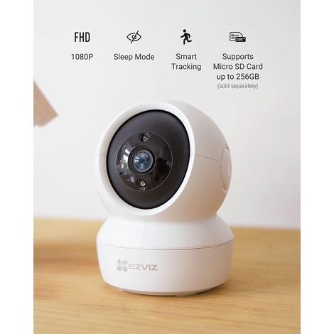 Caméra de sécurité WiFi intérieure C6N 1080p, caméra bébé panoramique/inclinable à 360°, WiFi 2,4 GHz, vision nocturne intelligente avec infrarouge intelligent, détection de mouvement et suivi automat (1/4)