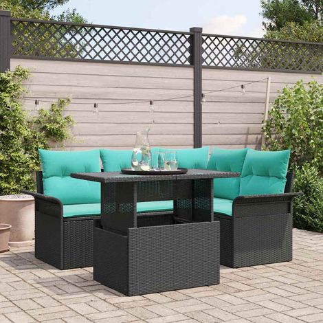 Teenpull – Gartensofa-set 5 Stk. Schwarz [Synthetisch]: Poly Rattan (1/5)
