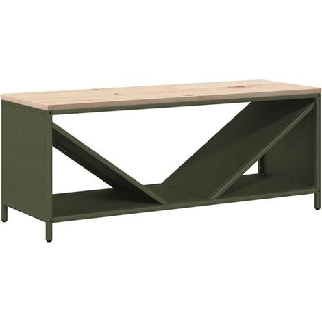 Râtelier à bûches avec dessus en bois vert olive (1/5)