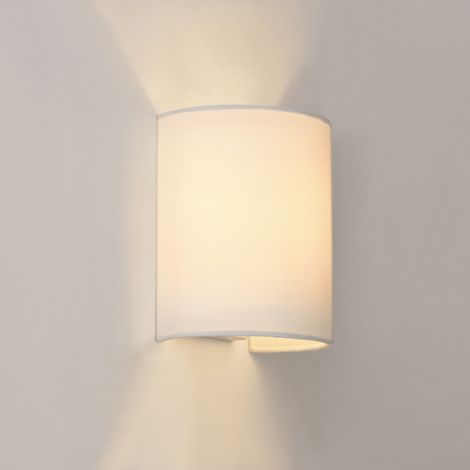 Applique murale LED demi-cercle E27 – Abat-jour en lin blanc – Dimensions 20 x 17,5 x 13 cm – Voltage 230V – RoHs conforme – Lux.Pro (1/3)