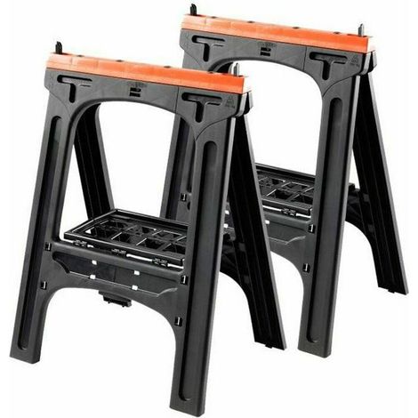 Tood 2er Set Faltböcke Stahl Schwarz 60x10x80 cm