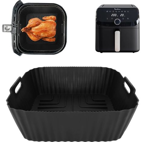 Moule Silicone Air Fryer Friteuse pour Friteuse à air, Très grande capacité de 7.5L EZ8558F0, Réutilisable Accessoires Plat Panier Silicone pour 7,5L 6,2L AF180EU (1/5)
