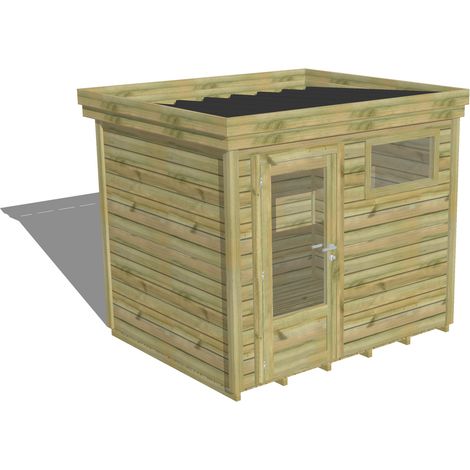 ABRI DE JARDIN bois Pin autoclave 27mm - 2,64x2,14m / 5,7m2 - Bac acier - Plancher bois (1/5)