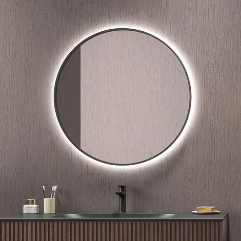 Specchio tondo led retroilluminato 80 cm cornice nera  KAM-S8000N kamalu