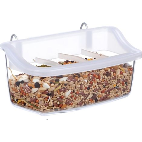 Mangeoire pour Oiseaux Extérieur Plastique Transparent avec Compartiments Suspendue Anti-gaspillage et Anti-Projections Compatible Cage (1/5)