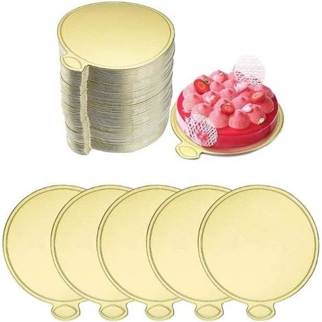 100 PCS Supports à Gâteau en Carton 9cm Planches à Gâteaux à la Mousse, Plateau Gateau Carton Rond pour Petits gâteaux