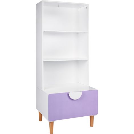 Libreria per bambini Mobili Rebecca Melia 143x60x48 MDF Pino Bianco Viola (1/5)