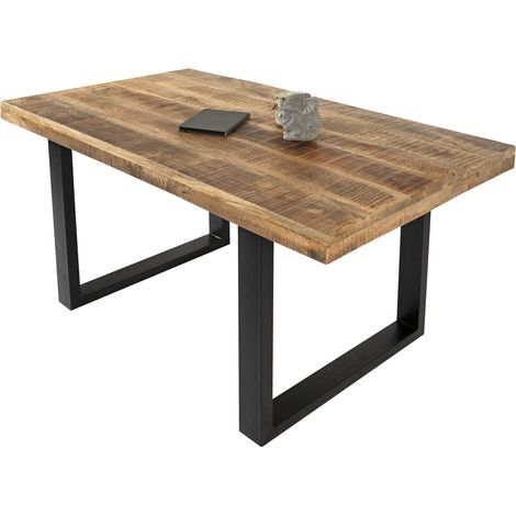 Esstisch Mango Massiv naturfarben 160 x 85 cm U-Gestell schwarz RIO