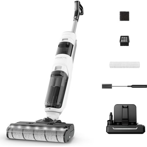 Rowenta X-Clean 5, Lavapavimenti Senza Fili, Aspira e Lava fino a 50 Minuti, Tecnologia Smart, Autopulizia e Asciugatura a 60°, con Assistente Vocale e Accessori Inclusi, Colore Bianco Neve, GZ5557 (1/5)