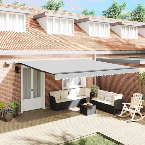 Cadre d'auvent-Support d'auvent Anthracite 500x350 cm Aluminium (1/5)