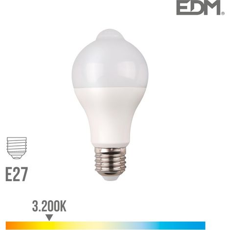 Lampadina LED EDM Standard con Sensore Crepuscolare e Rilevatore di Presenza E27 12W 1154lm 3200K Luce Calda Ø60x110mm