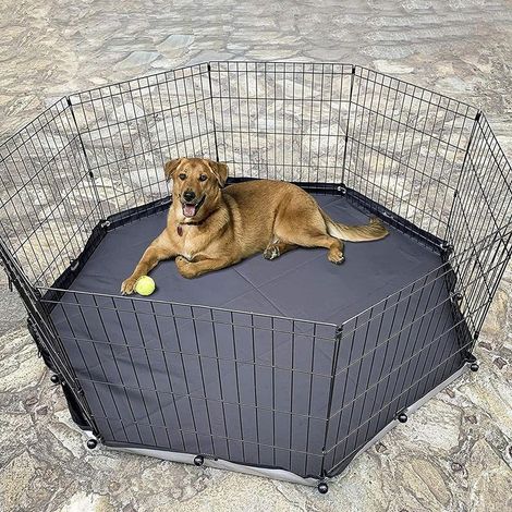 Hundegehege und Laufstallabdeckung für Hunde, regulärer achteckiger Auslaufbereich für Haustiere, Laufstallabdeckung für 8 Paneele für Hundeauslaufgehege im Freien und (1/4)