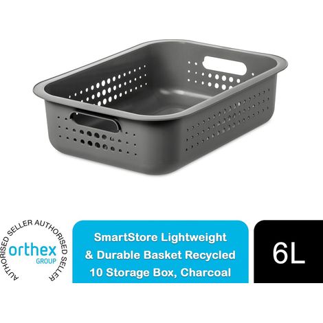 SmartStore Lightweight & Durable Basket Recycled 10 Storage Box, 6L,Charcoal