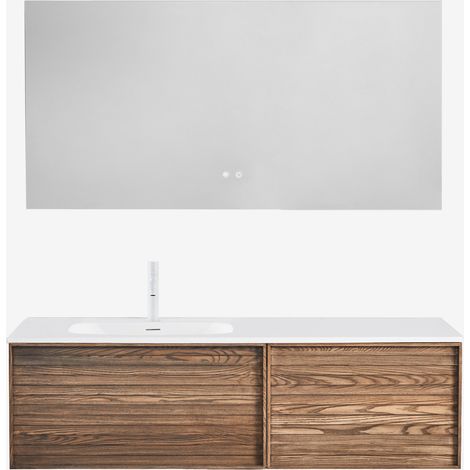 SKLUM Hängendes Badezimmermöbel-Set 140x50 cm aus Holz mit integriertem Waschbecken Solea (1/5)