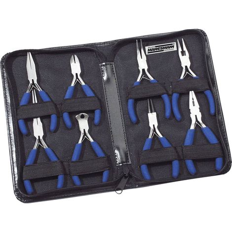 Brüder Mannesmann – Jeu de pinces pour électronique et mécanique de précision – Lot de 8 pinces avec ressort double – Poignées antidérapantes – Tête polie chromée