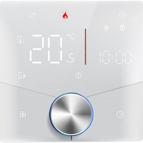Tuya WLAN-Smart-Thermostat, Sprachsteuerung, wöchentlich programmierbarer digitaler Temperaturregler mit variabler Lichtfarbe für Wasser-/Gasheizung, kompatibel mit Crezuo.