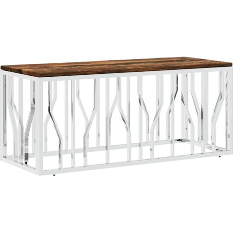 Table basse,Table d'appoint,Table de Salon acier inoxydable et bois massif de récupération CFW93052 (1/5)