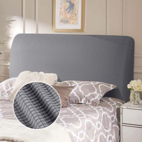 Washable Anti-Dust Elastic Double Headboard Cover 120-140 cm Light Gray (1/4)