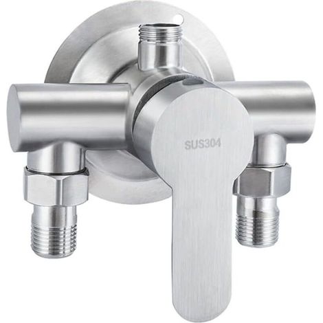 Robinet de douche mural en acier inoxydable 304 – 3 ports 1/2 pouce – Résistant à la corrosion – Installation rapide