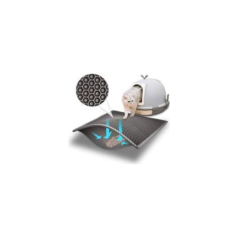 Tapis de litière pour chat – EVA imperméable non toxique, double couche nid d’abeille, 61 x 38 cm, gris (1/5)
