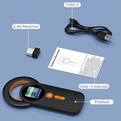 Mikrochip-Scanner für Tier-Haustieranhänger, RFID-Etikettenleser, Handheld-Lesegerät mit Bluetooth, USB und 2,4-GHz-Verbindung