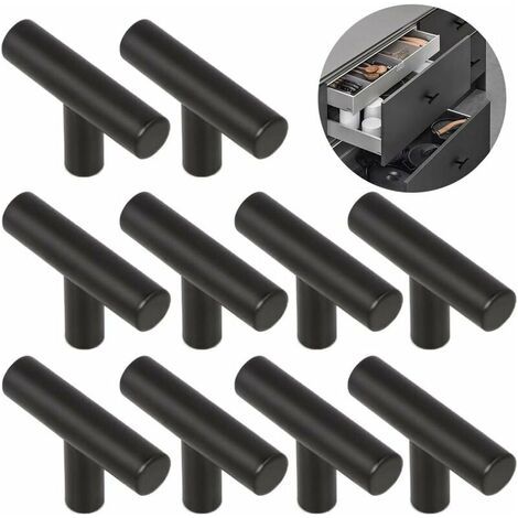 15 pcs Poignée de Placard Porte de Cuisine Espacement des Trous de 50mm, Poignée Meuble Noir en Acier Inoxydable (1/5)