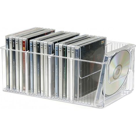 Rangement CD Avec Séparateur Range Boîtes de Stockage Plastique Etagere Salon Bureau Stocker DVD Livres D'autres Objet (1/5)
