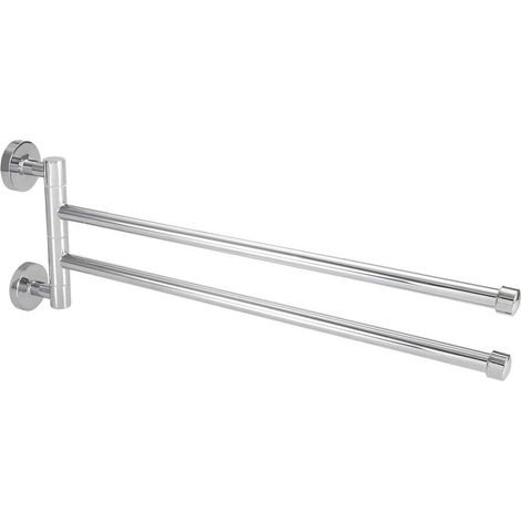 Toallero de pared de 2 brazos, soporte de toalla de 180°, barra de toalla de acero inoxidable, cromado