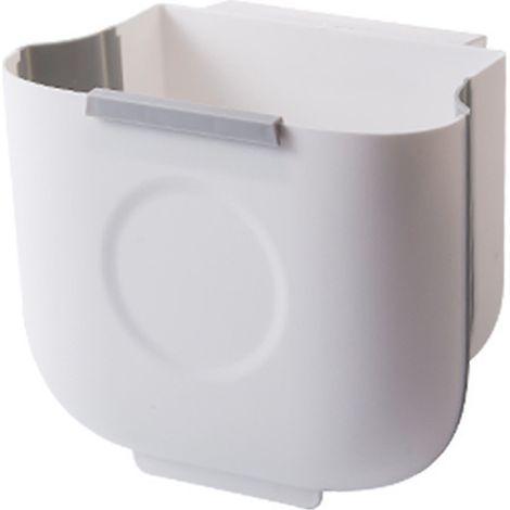 Poubelle cuisine suspendue plastique blanc pliable 10L fixation porte placard optimisation espace (1/5)