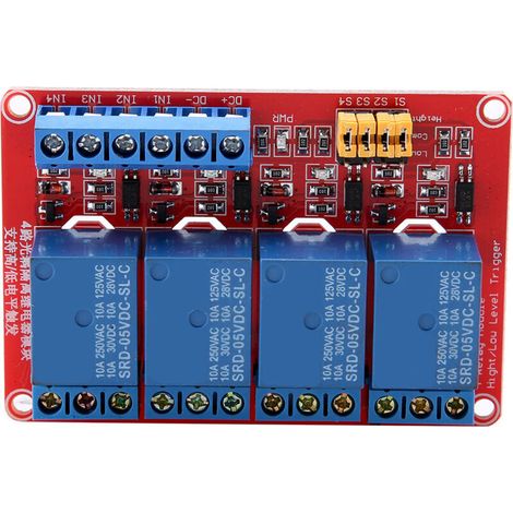 Modulo relè optoaccoppiatore a 4 canali, trigger alto e basso 5V/12V/24V (5V)-Crezuo