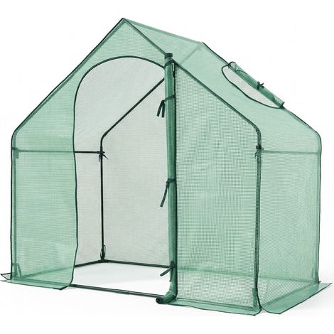 Serre de jardin avec cadre métallique, porte roulante zippée, facile à assembler, serre de balcon pour légumes, 180 x 100 x 168 cm - vert