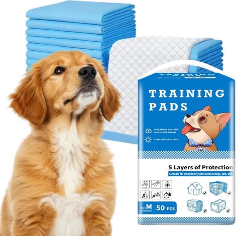 Apprentissage de la Propreté pour Chien et Chat,Tapis éducateurs pour Chiot,Tapis de Propreté Chien,Capable D'absorber Rapidement L'humidité pour Prévenir Les Fuites,45 60cm,50pc (1/5)