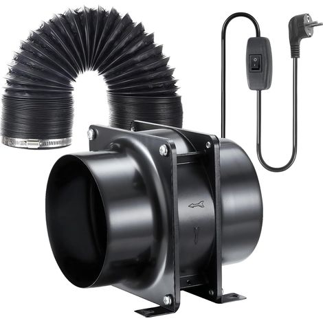 100mm Extracteur d'Air de Ventilation, 119m³/h Ventilateur de Conduit pour Cave, Tente de Culture, Garage, Projet DIY avec 2m Tuyau et Colliers (1/5)