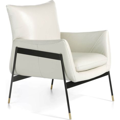 Fauteuil cuir avec pieds acier inoxydable peints - Gris perla, noir (1/5)