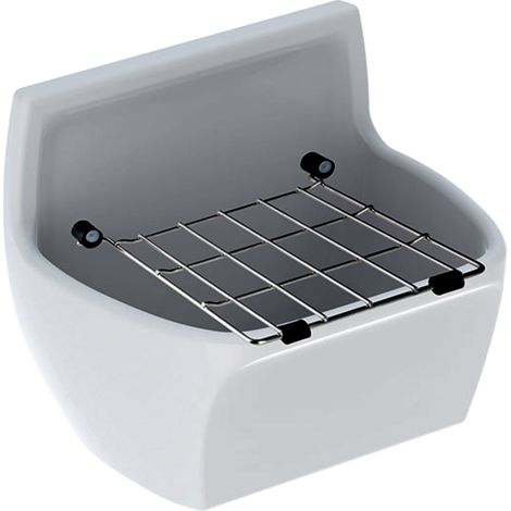 Geberit – Déversoir céramique mural Publica – Bonde 1 1/2'' à écoulement libre – Grille inox avec tampons amortisseurs – Dimensions L 450 x P 335 x H 350 mm (1/5)