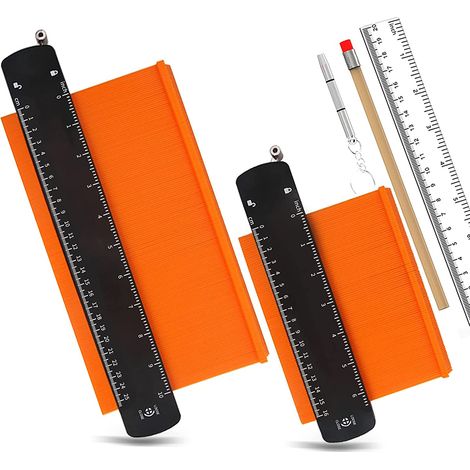 2 calibres de contour, 25 cm et 16 cm, échelles double face cm/pouces, verrouillage robuste, pour stratifié, carrelage, bricolage (1/5)