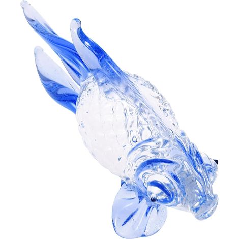 Ornement de Table en Verre Bleu Figurine de Poisson Délicate, Décoration Chic pour Maison et Bureau, Texture Spéciale et Finition Soignée (1/5)